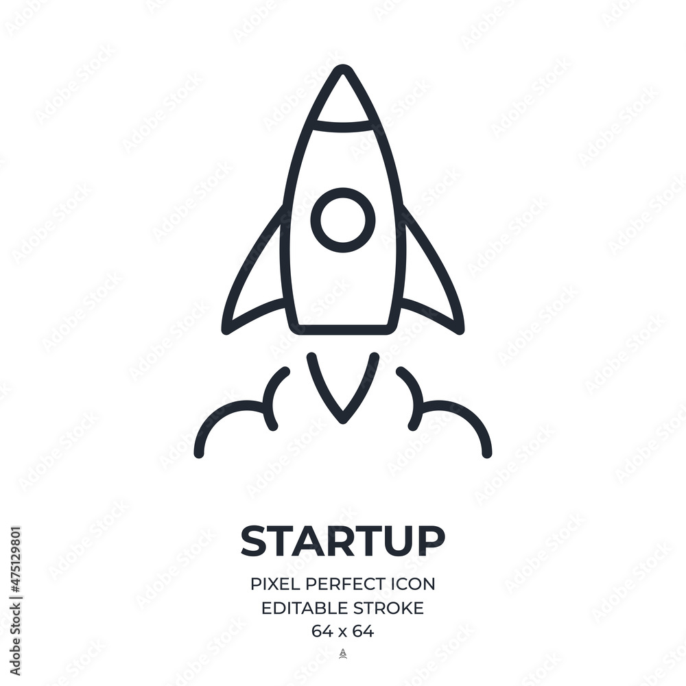 Canvas Prints startup concept rocket editable stroke outline icon isolated on white background flat vector illustr