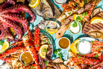 BBQ grilled fish and seafood