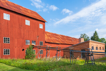 Old industrial building for peat manufacturing