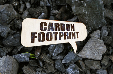 There is a wooden plaque on the charcoal with the inscription - Carbon Footprint