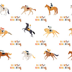 Seamless pattern on the theme of horse racing
