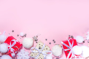 Fluffy pink Christmas background