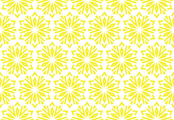 Abstract geometric pattern with lines, snowflakes. A seamless vector background. White and yellow texture. Graphic modern pattern