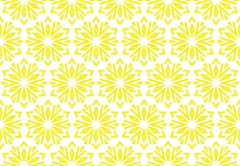 Tragetasche Abstraktes geometrisches Muster mit Linien, Schneeflocken. Ein nahtloser Vektorhintergrund. Weiße und gelbe Textur. Grafisches modernes Muster © ELENA