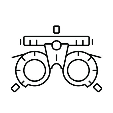 Optometry (Adjustable professional glasses). Line icon concept