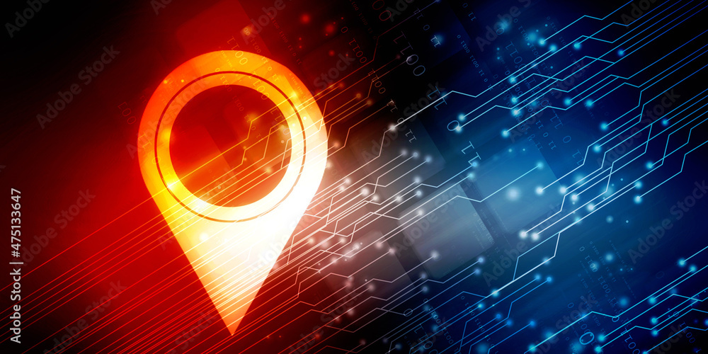 Poster 2d rendering red map pointer