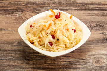 Sauerkraut with cranberry in the bowl