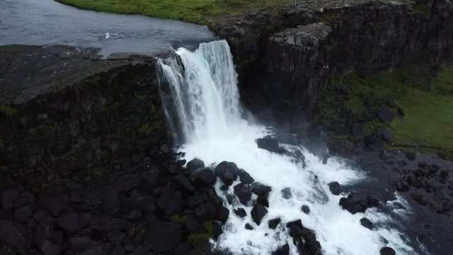 seething waterfall shooting from above