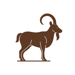 llustration of ibex. Simple contour vector illustration for emblem, badge, insignia.