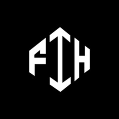 FIH letter logo design with polygon shape. FIH polygon and cube shape logo design. FIH hexagon vector logo template white and black colors. FIH monogram, business and real estate logo.