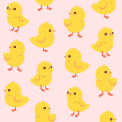 Seamless trendy pattern with chick. Outline vector illustration for prints, clothing, packaging and postcards.