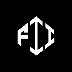 FII letter logo design with polygon shape. FII polygon and cube shape logo design. FII hexagon vector logo template white and black colors. FII monogram, business and real estate logo.