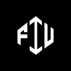 FIU letter logo design with polygon shape. FIU polygon and cube shape logo design. FIU hexagon vector logo template white and black colors. FIU monogram, business and real estate logo.