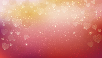 ハートが舞う輝きとぼかしのグラデーション背景