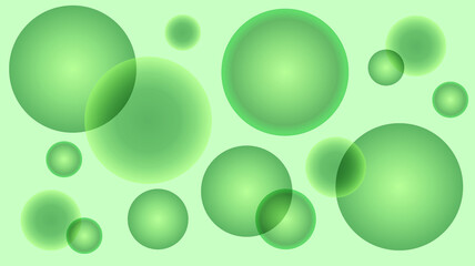 Green vector abstract background with gradient circles overlapping. Nature, green gradient background. Copy space.