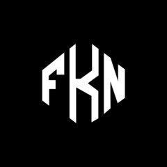 Obraz premium FKN letter logo design with polygon shape. FKN polygon and cube shape logo design. FKN hexagon vector logo template white and black colors. FKN monogram, business and real estate logo.