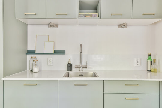 Interior of furnished kitchen