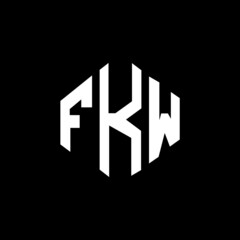 FKW letter logo design with polygon shape. FKW polygon and cube shape logo design. FKW hexagon vector logo template white and black colors. FKW monogram, business and real estate logo.