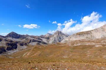 Wide panorama of italian mountains called Appennini