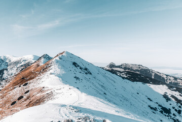 Mountain peaks in winter scenery, Tatra Mountains, Poland