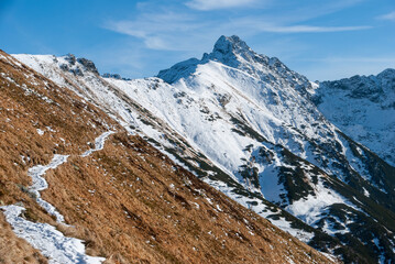 Mountain peaks in winter scenery, Tatra Mountains, Poland