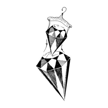 Set Of Diamonds In A Graphic Style, In The Image Of A Female Figure Or Dress On A Trempel. Diamonds Are Girls' Best Friends Inspiration From Merlin Monroe, Jewelry Store Designs And Women's Jewelry Gi