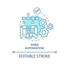 Fixed automation blue concept icon. Equipment configuration. Hardware abstract idea thin line illustration. Isolated outline drawing. Editable stroke. Roboto-Medium, Myriad Pro-Bold fonts used
