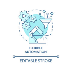 Flexible automation blue concept icon. Extended programmable automation abstract idea thin line illustration. Isolated outline drawing. Editable stroke. Roboto-Medium, Myriad Pro-Bold fonts used