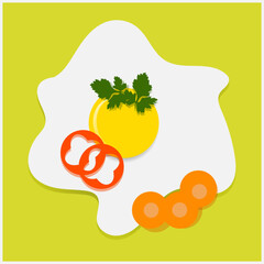 Fried scrambled eggs with carrots and peppers