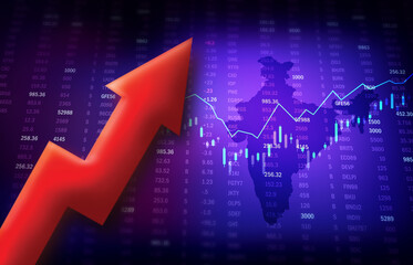Indian Stock market background with up arrow, India Finance, Economic Background, business growth concept illustration