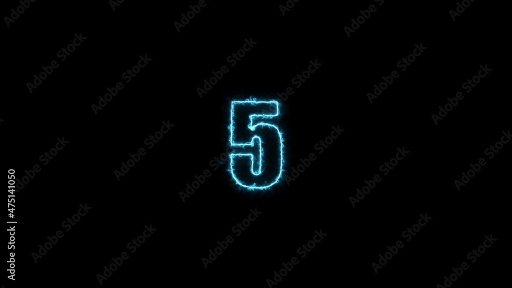Poster neon countdown animation. neon bright glowing countdown timer from 10 to 0 seconds.