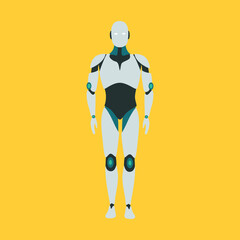 Man Robot Cartoon Flat Vector Illustration