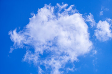 The softness of the fluffy white clouds in the blue sky