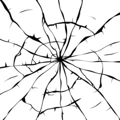 vector black and white background of broken glass