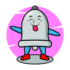 Bell mascot cartoon with flashy expression in cute style for t-shirt, sticker, logo element