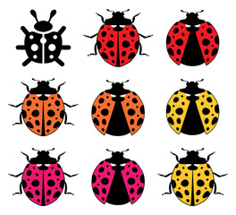 vector ladybirds flat symbols