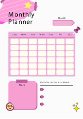 Naklejka premium Beige Pink Playful Sticker Monthly Planner