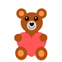 
Character teddy bear sits and holds a heart. 
