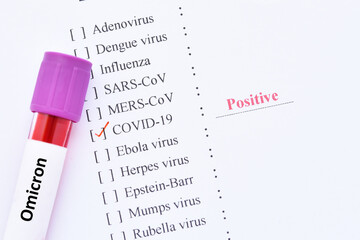 Omicron positive, blood sample tube positive with Omicron or B.1.1.529 variant of COVID-19 coronavirus