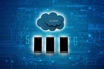 Fototapeta na wymiar 3d rendering Cloud symbol on mobile phone