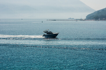 sea trip on a motor boat along the Adriatic coast near Budva, Montenegro, Europe