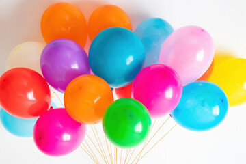 Fototapeta na wymiar Multicolored balloons. Many colorful festive, joyful balloons. 