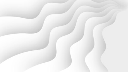 Vector abstract white paper cut banner. Geometric layered curve line white vector background. White waves decorative papercut design. 