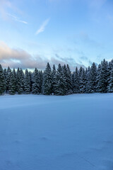 Erste Winterwanderung auf dem Rennsteig bei schönstem Sonnenuntergang - Deutschland