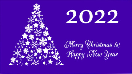 Fototapeta na wymiar vector greeting card on a purple background, merry christmas and happy new year