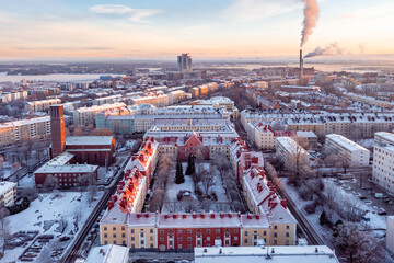 Helsinki at sunset in winter