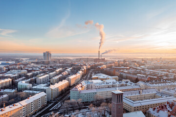 Helsinki at sunset in winter