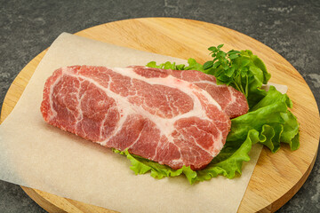 Raw pork meat neck steack