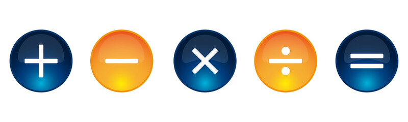 A set of icons with a plus and minus sign. Vector image.