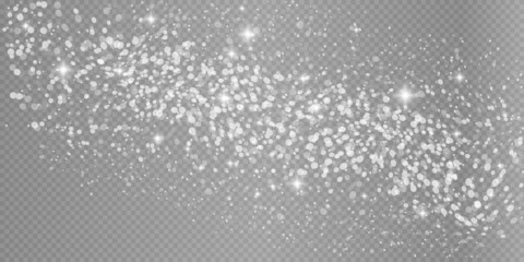 Shiny snow blizzard realistic isolated snowflakes background. Snowflakes flying in the sky isolated on transparent background. Background for Christmas design. Vector illustration